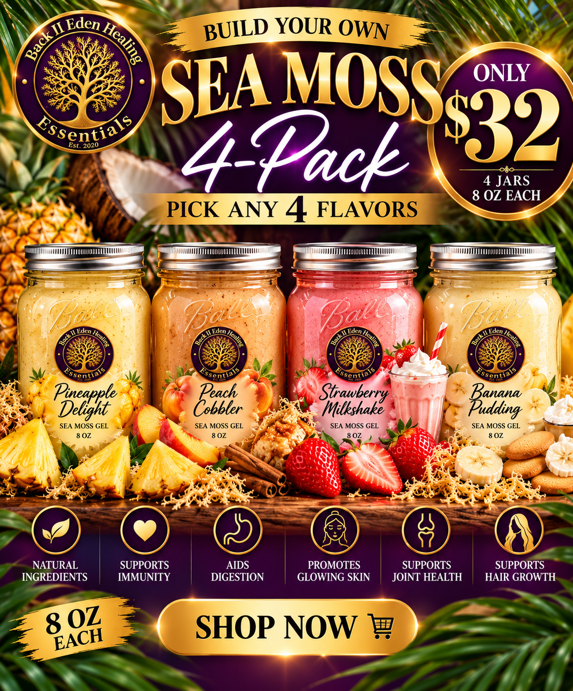 Build Your Own Sea Moss 4-Pack(8oz)